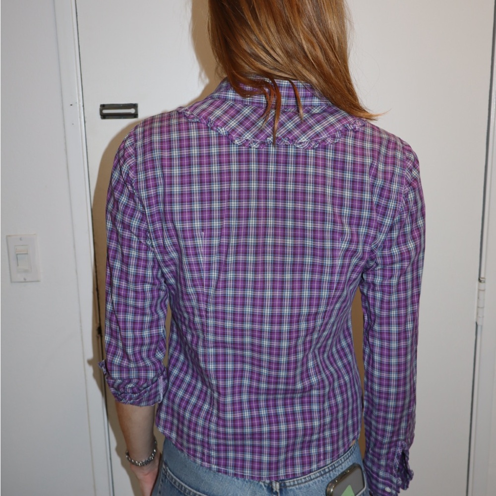 Vintage J Crew Purple Plaid Button-Up Shirt